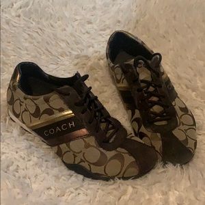 Brown coach signature sneakers. Barely worn!